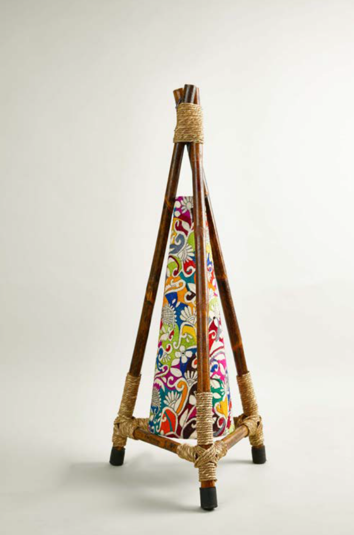 Corner Lamp Shade with Bamboo Stand